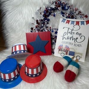 Patriotic Party Supplies Set with Red, Blue, and White Decorations